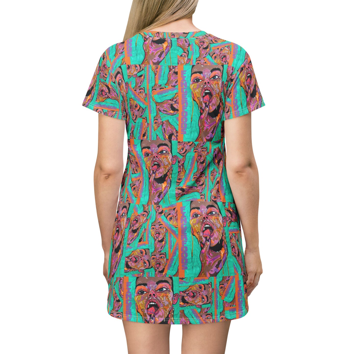 Finger Foods Pop Art All-Over Print T-Shirt Dress