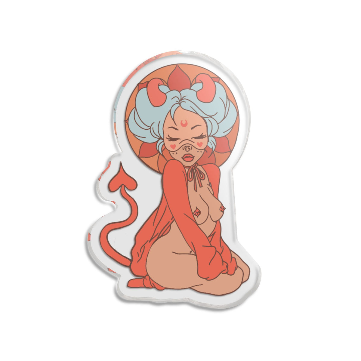 Demon Girl Acrylic Charm — Cute Pastel Succubus Cut Statue