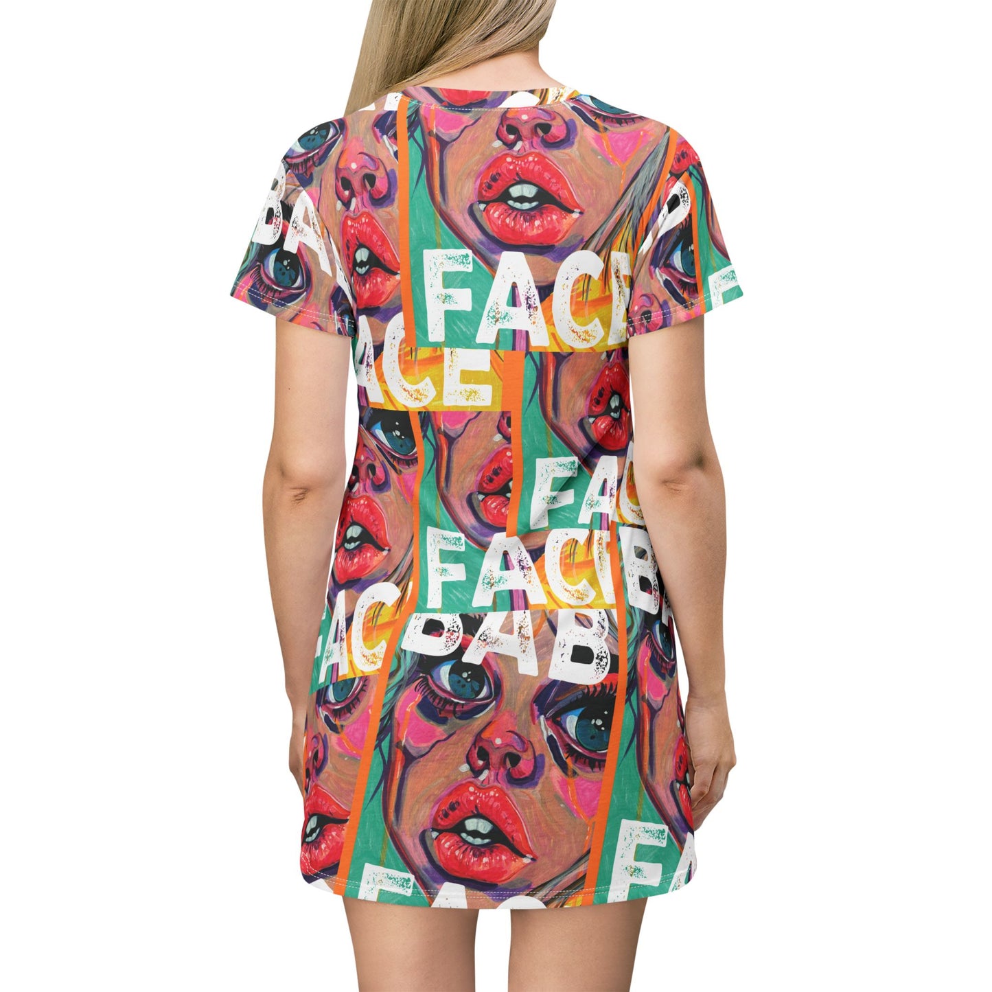 Pop Art 'Baby Face' All-Over Print T‑Shirt Dress