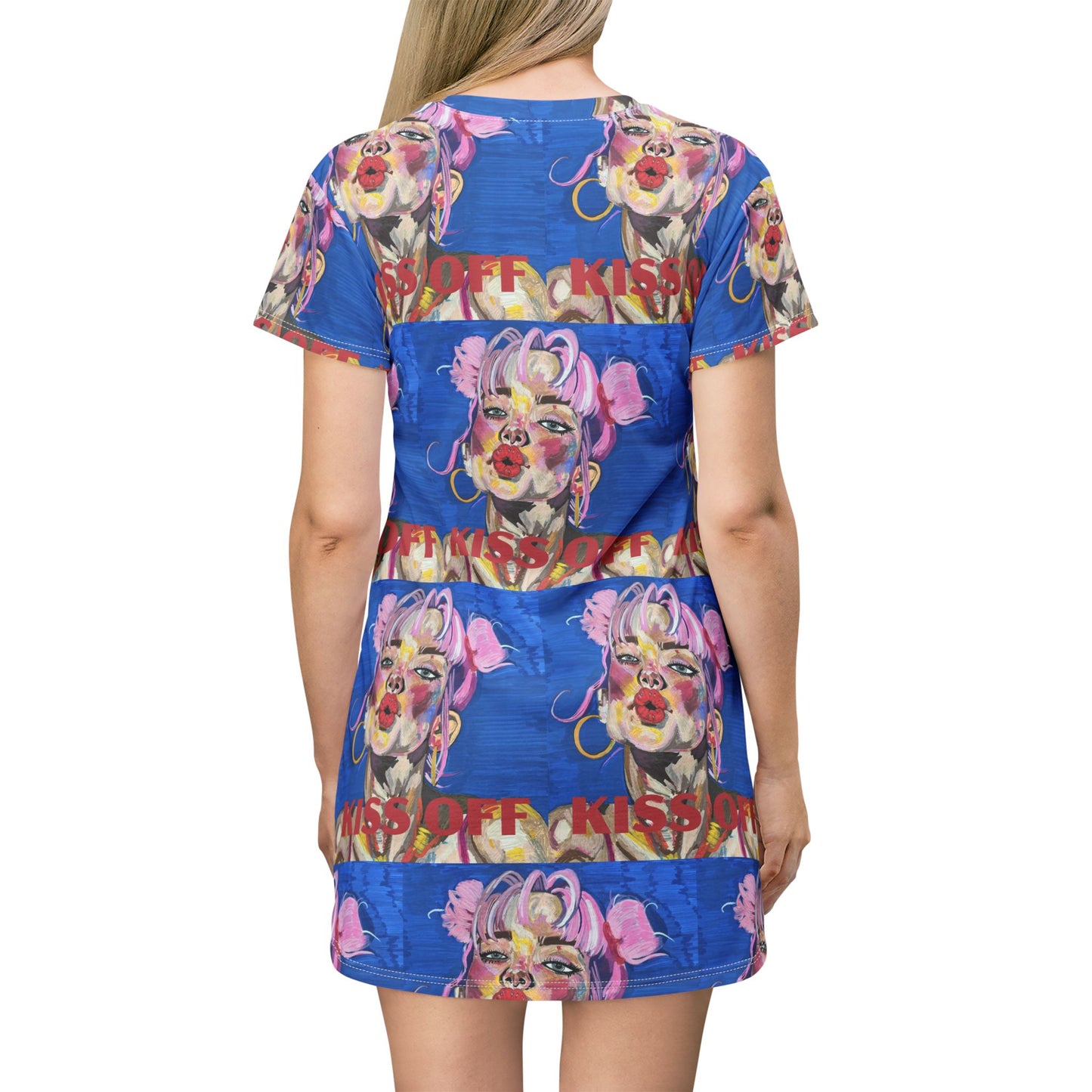 Pop Art 'Kiss-Off' All-Over Print T-Shirt Dress