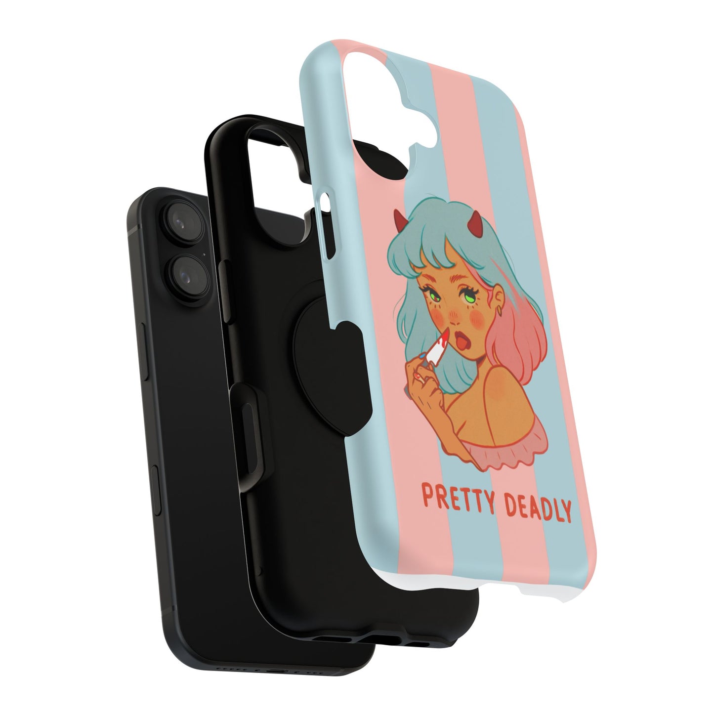 Pretty Deadly Devil Girl Phone Case — Impact-Resistant Cute Pastel iPhone Cover
