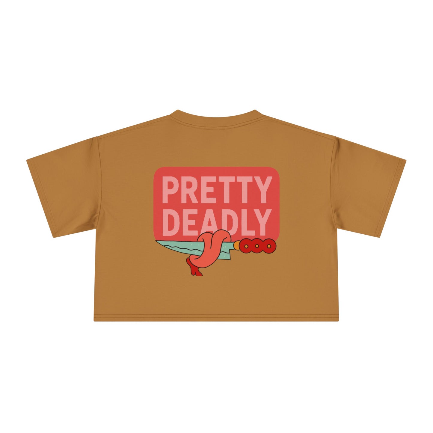 Pretty Deadly Crop Tee — Cute Pink Boxer Graphic Women's Crop Top