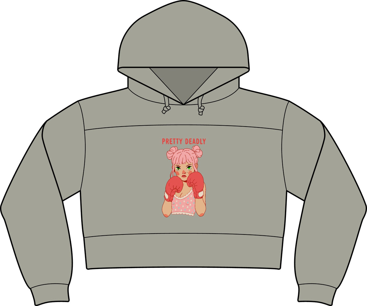 Cropped Hoodie — "Pretty Deadly" boxing Graphic