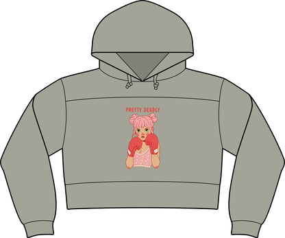 Cropped Hoodie — "Pretty Deadly" boxing Graphic