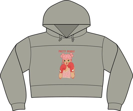 Cropped Hoodie — "Pretty Deadly" boxing Graphic