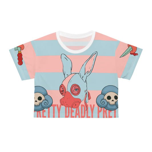 Pretty Deadly Bun Crop Tee - Gas Mask Bun Graphic Crop Top