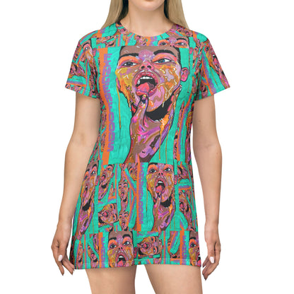 Finger Foods Pop Art All-Over Print T-Shirt Dress