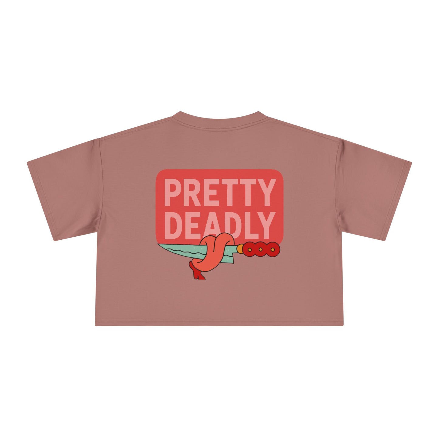 Pretty Deadly Crop Tee — Cute Pink Boxer Graphic Women's Crop Top