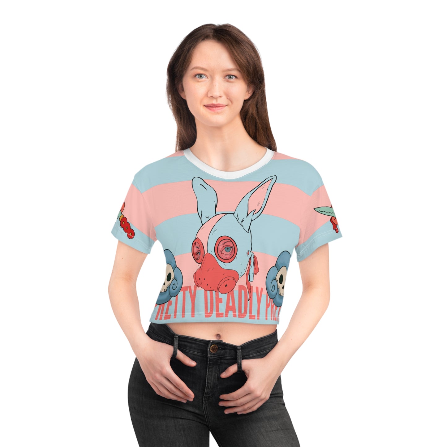Pretty Deadly Bun Crop Tee - Gas Mask Bun Graphic Crop Top