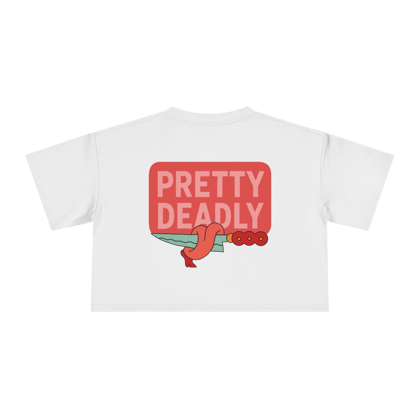Pretty Deadly Crop Tee — Cute Pink Boxer Graphic Women's Crop Top