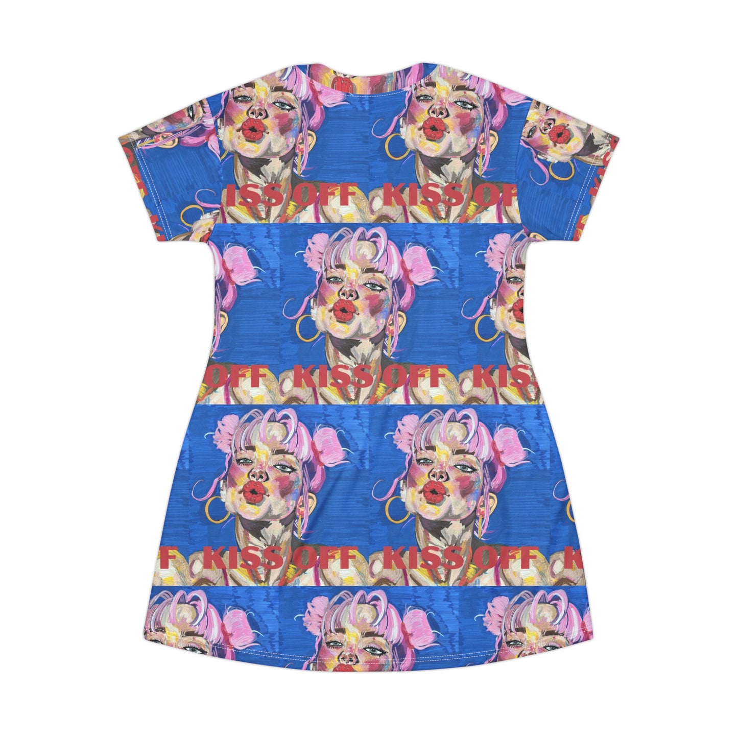 Pop Art 'Kiss-Off' All-Over Print T-Shirt Dress