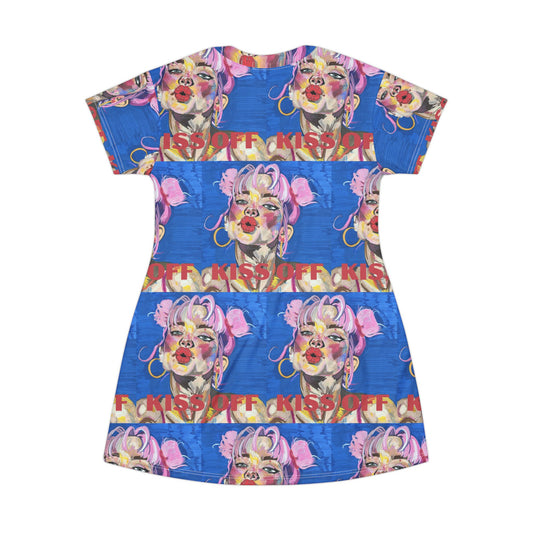 Pop Art 'Kiss-Off' All-Over Print T-Shirt Dress