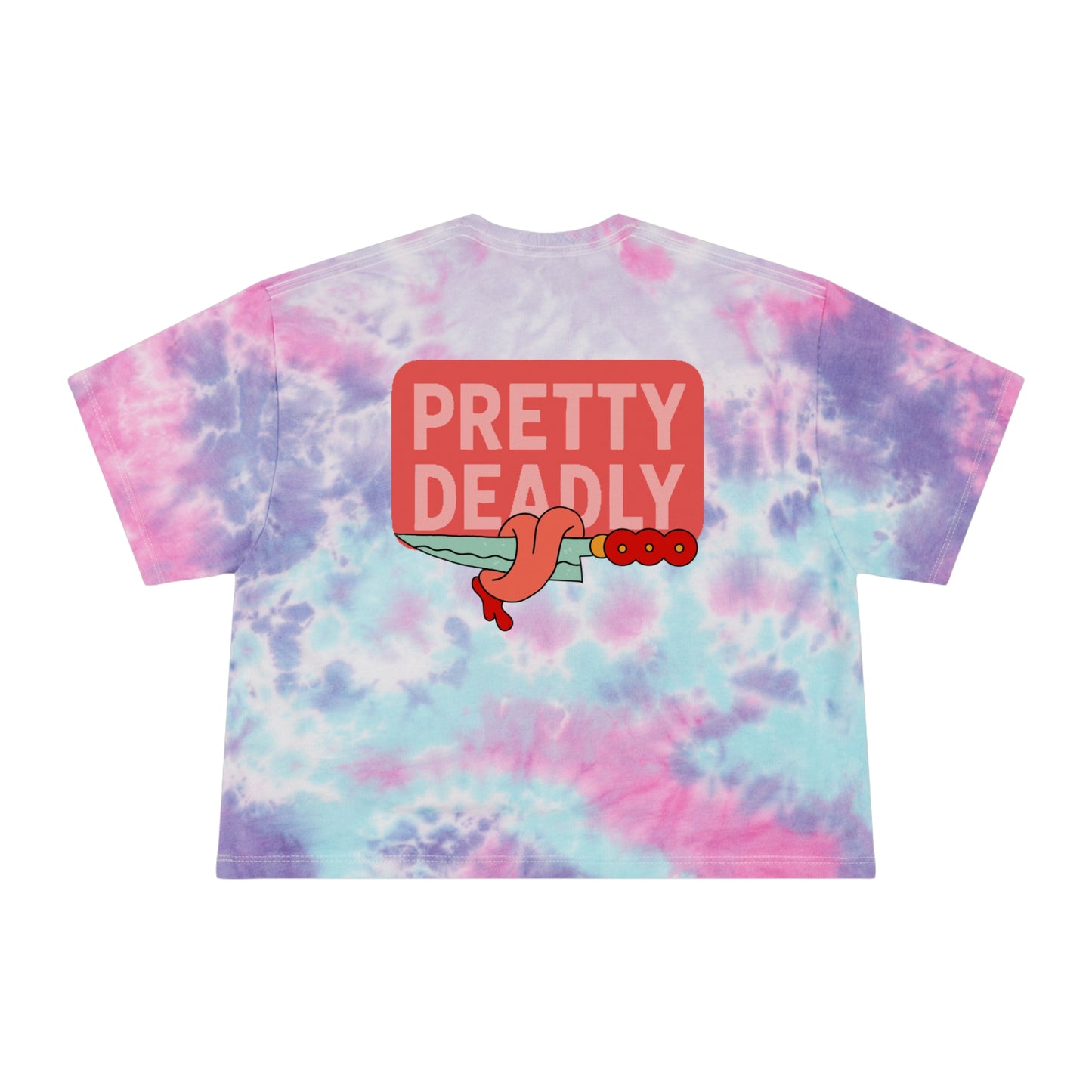 Pretty Deadly Tie-Dye Crop Tee — Women's Graphic Boxy Tee with Boxing Girl Design