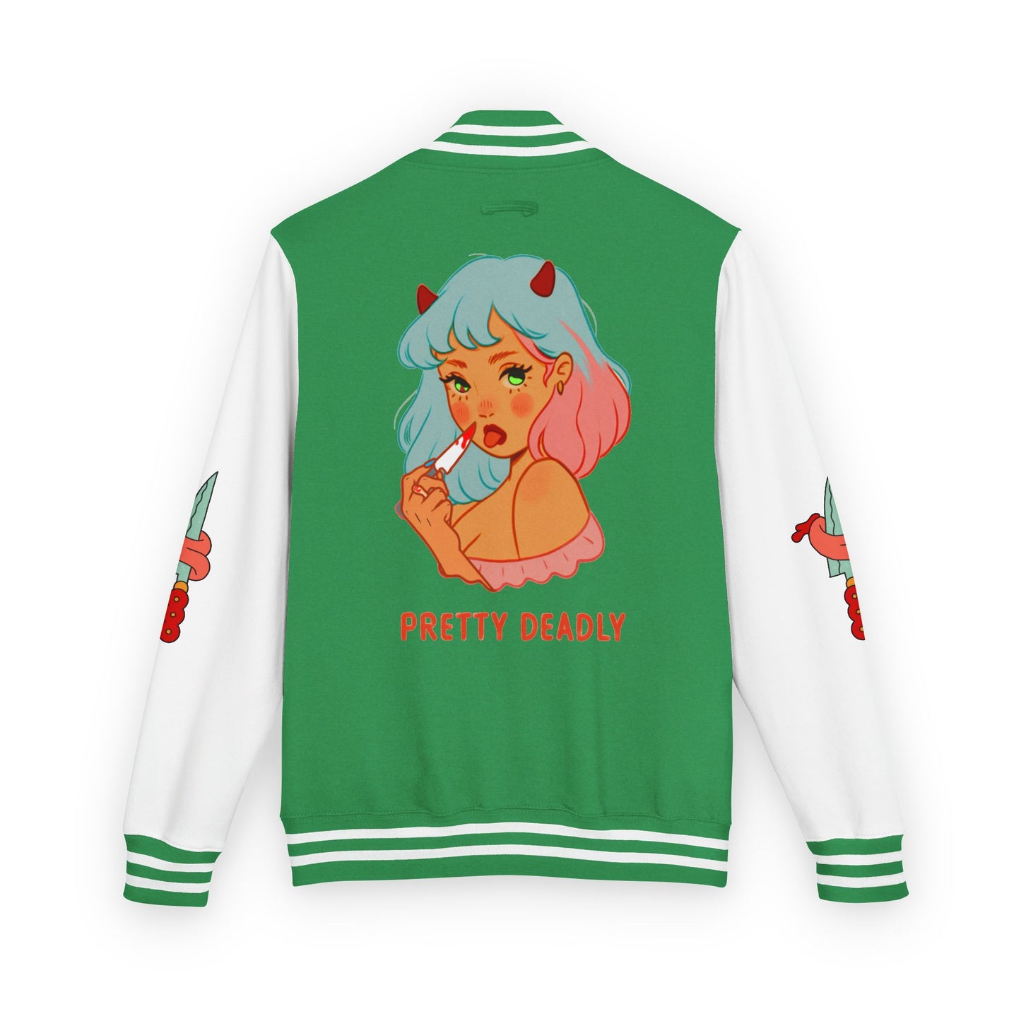 Pretty Deadly Demon Girl Letterman Jacket — Retro Anime Varsity Jacket