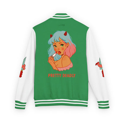 Pretty Deadly Demon Girl Letterman Jacket — Retro Anime Varsity Jacket