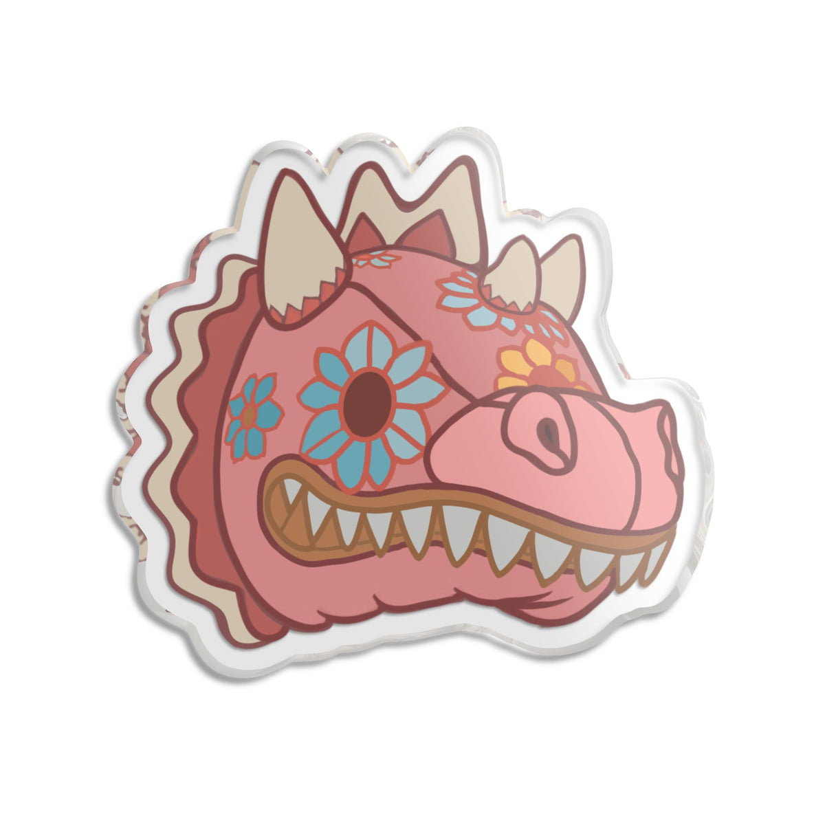 Dragon Mask Sticker — Cute Floral Dragon Decorative Cut Statue