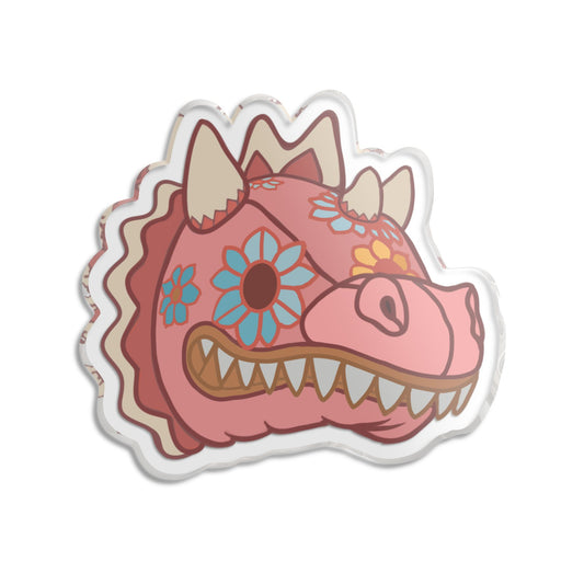 Dragon Mask Sticker — Cute Floral Dragon Decorative Cut Statue