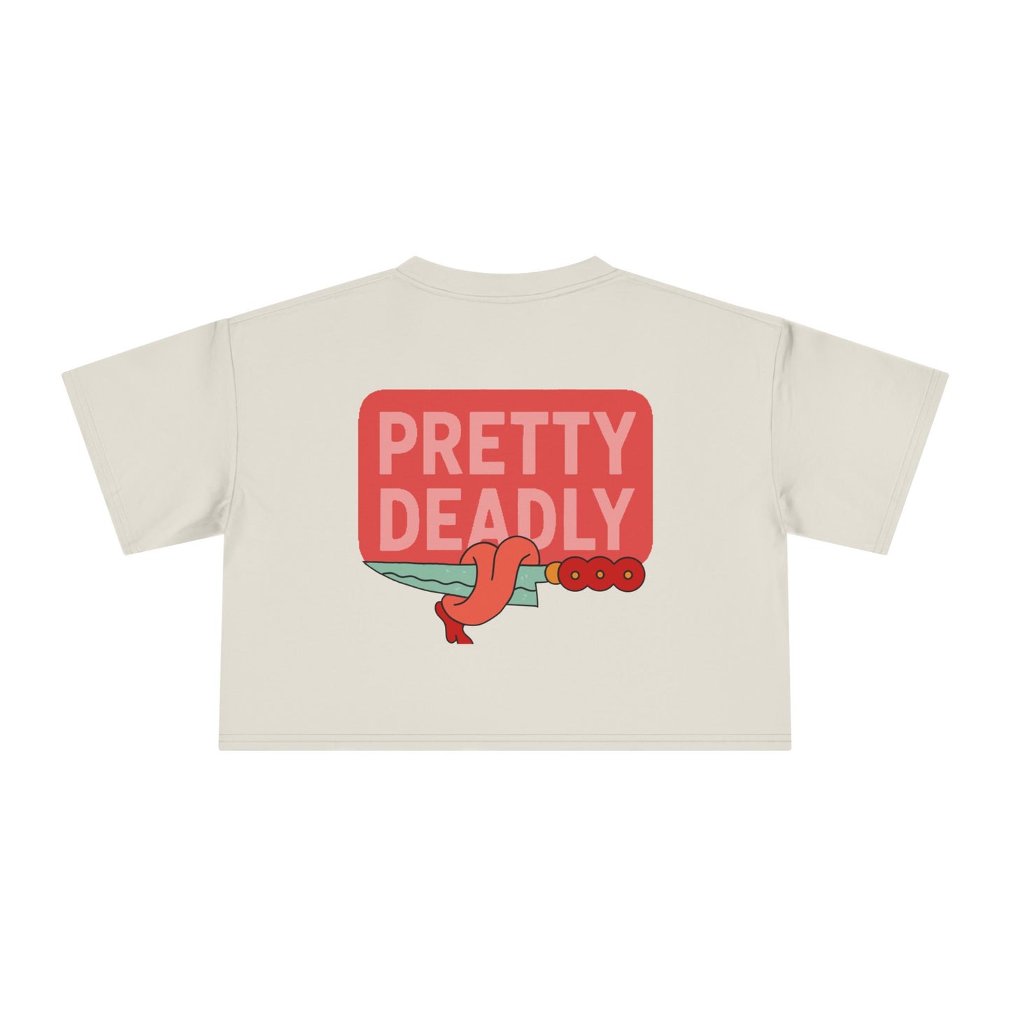 Pretty Deadly Crop Tee — Cute Pink Boxer Graphic Women's Crop Top