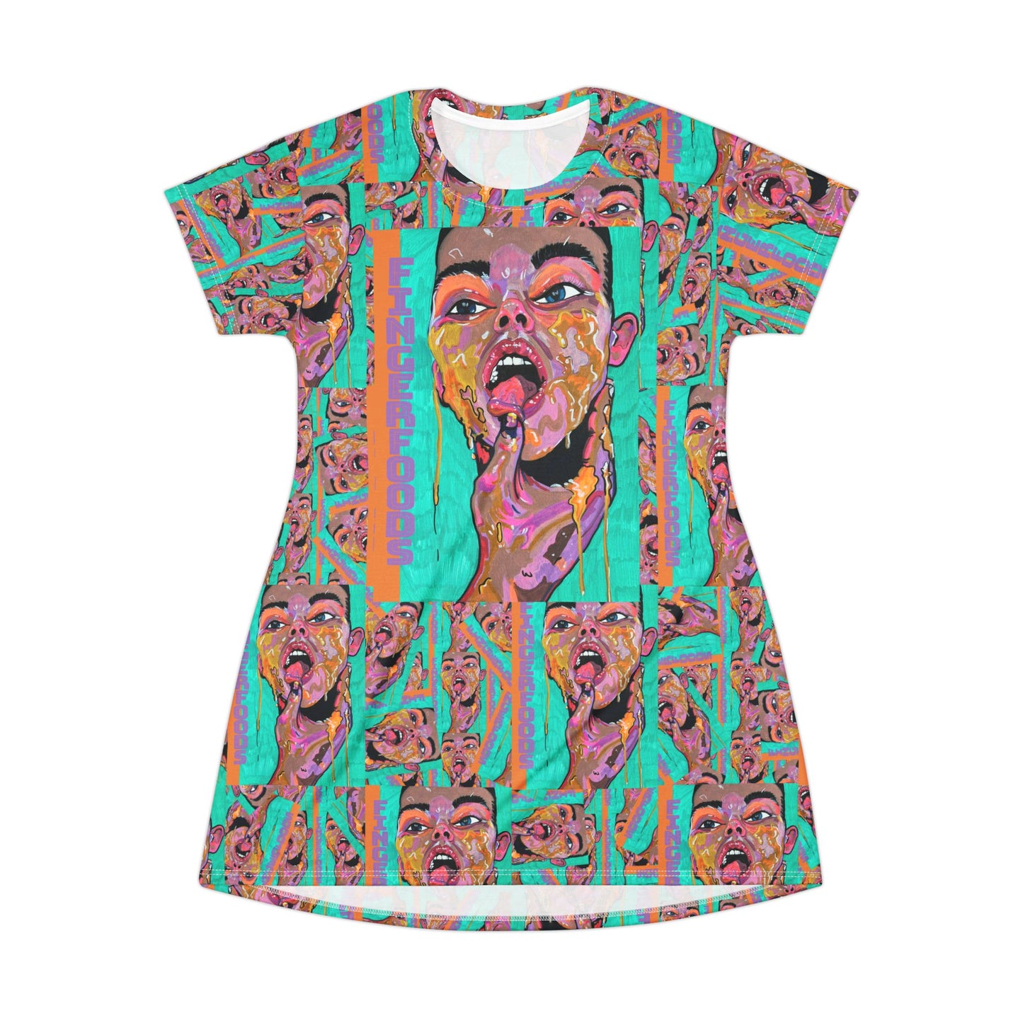 Finger Foods Pop Art All-Over Print T-Shirt Dress