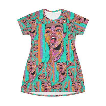 Finger Foods Pop Art All-Over Print T-Shirt Dress