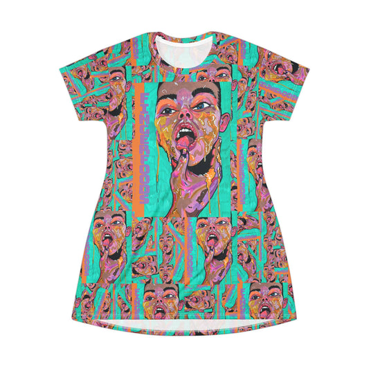 Finger Foods Pop Art All-Over Print T-Shirt Dress