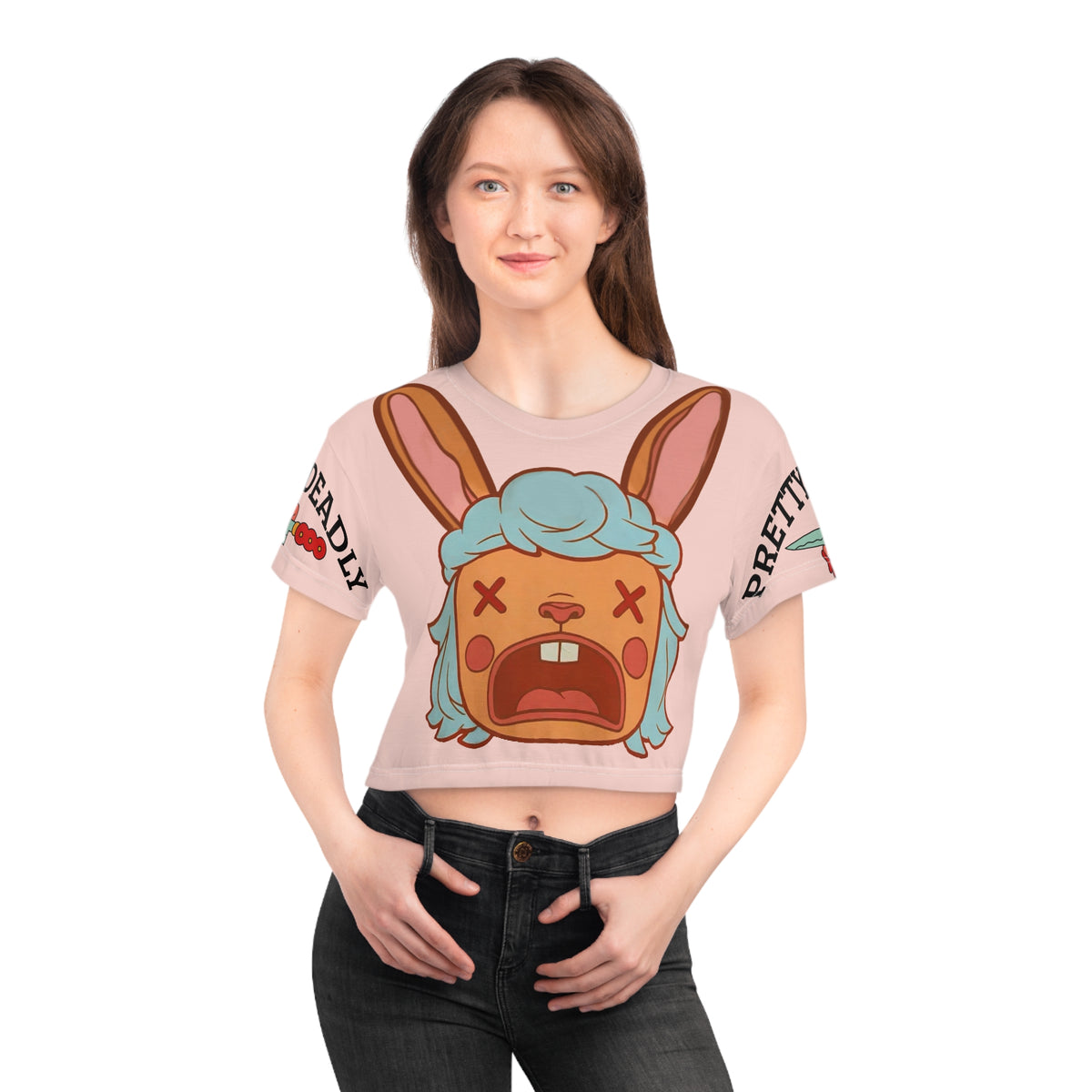 Pretty Deadly Bunny Crop Tee — Cute Kawaii Bunny Graphic Crop Top