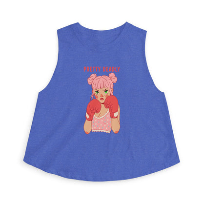 Pretty Deadly Women's Crop Top — Cute Pink Boxer Graphic Tank
