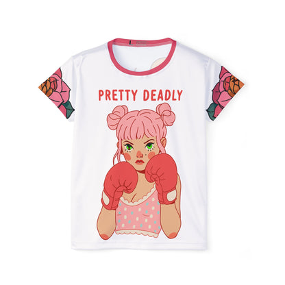 Pretty Deadly Women's Sports Jersey — Floral Boxing Graphic Athletic Tee