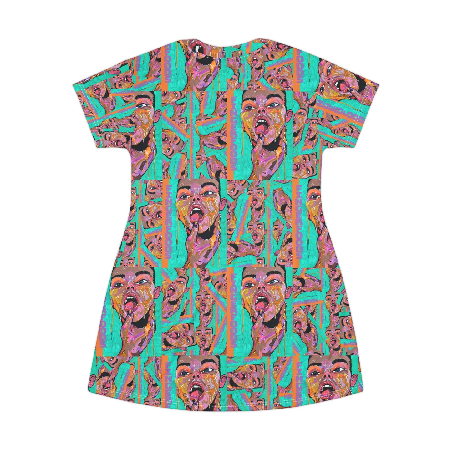 Finger Foods Pop Art All-Over Print T-Shirt Dress