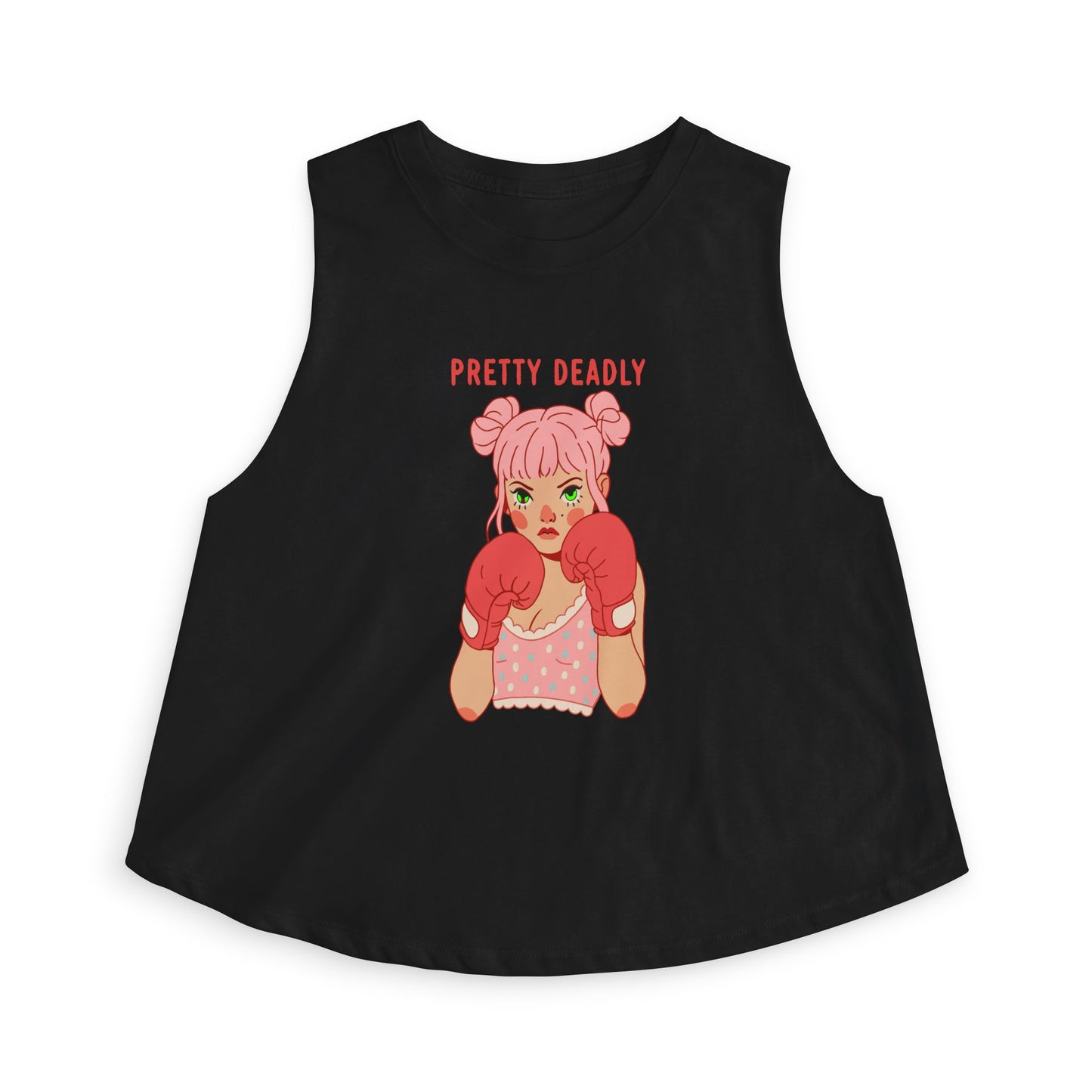 Pretty Deadly Women's Crop Top — Cute Pink Boxer Graphic Tank