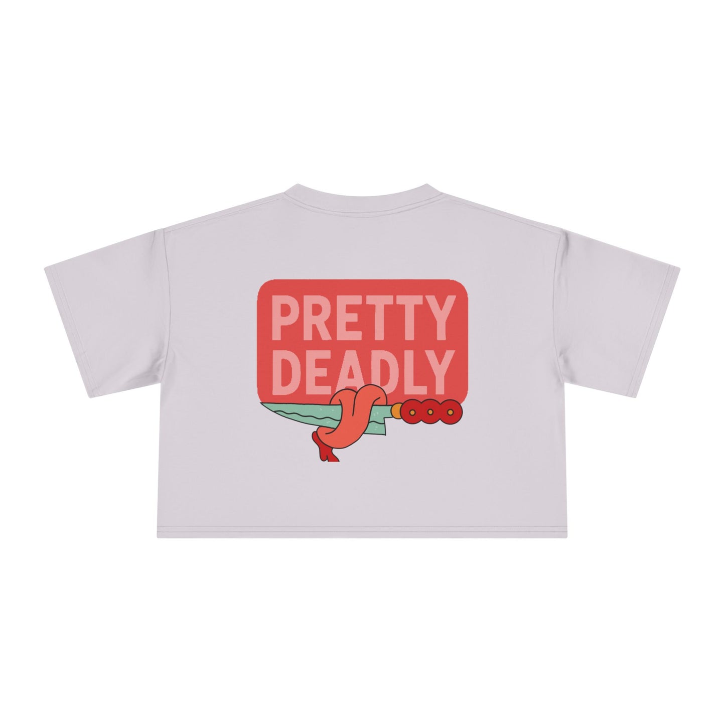 Pretty Deadly Crop Tee — Cute Pink Boxer Graphic Women's Crop Top