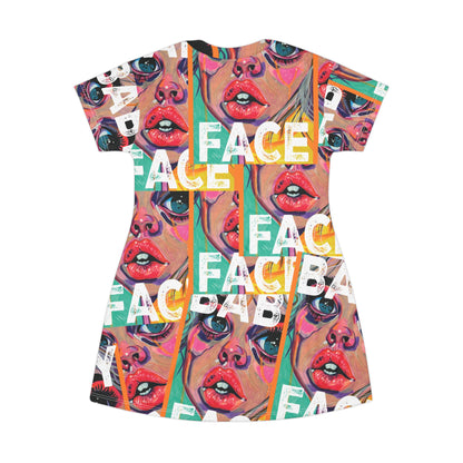 Pop Art 'Baby Face' All-Over Print T‑Shirt Dress
