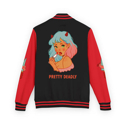 Pretty Deadly Demon Girl Letterman Jacket — Retro Anime Varsity Jacket