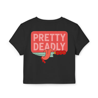 Pretty Deadly Crop Tee — Cute Boxing Girl Graphic Women's Baby Tee