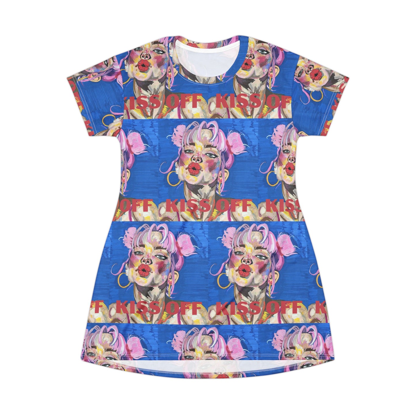 Pop Art 'Kiss-Off' All-Over Print T-Shirt Dress
