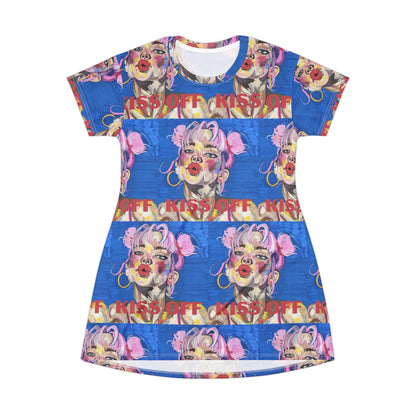 Pop Art 'Kiss-Off' All-Over Print T-Shirt Dress