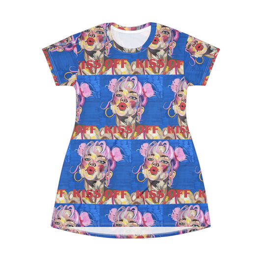 Pop Art 'Kiss-Off' All-Over Print T-Shirt Dress