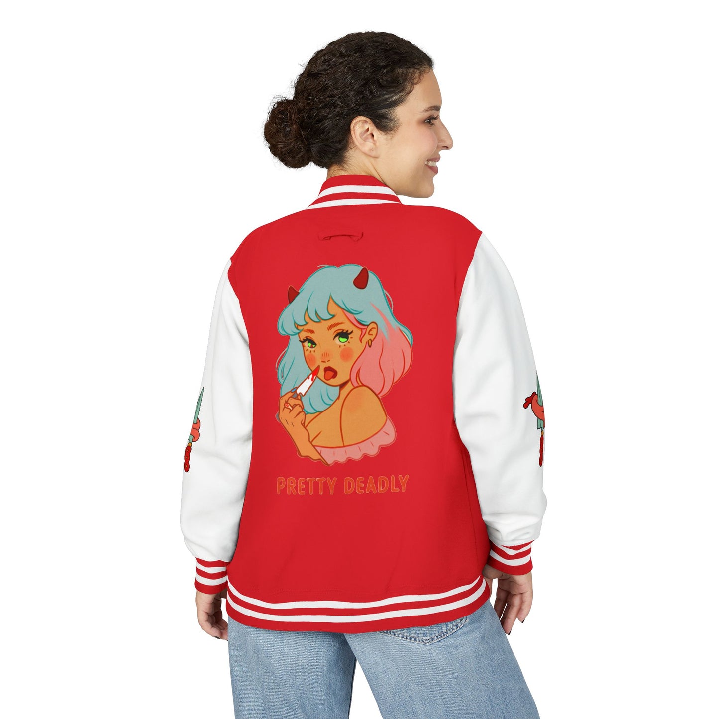 Pretty Deadly Demon Girl Letterman Jacket — Retro Anime Varsity Jacket