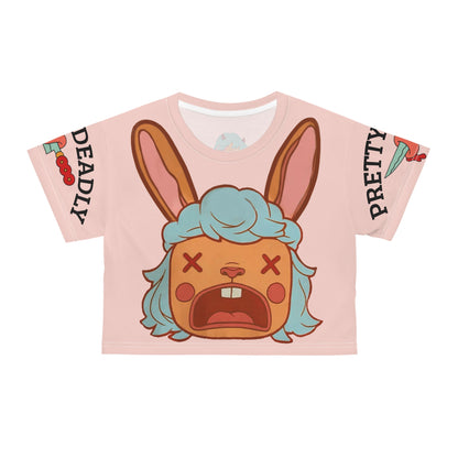 Pretty Deadly Bunny Crop Tee — Cute Kawaii Bunny Graphic Crop Top