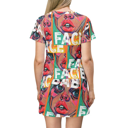Pop Art 'Baby Face' All-Over Print T‑Shirt Dress