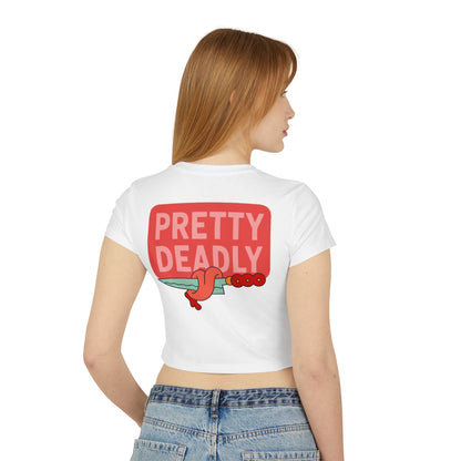 Pretty Deadly Crop Tee — Cute Boxing Girl Graphic Women's Baby Tee