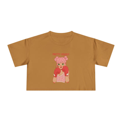 Pretty Deadly Crop Tee — Cute Pink Boxer Graphic Women's Crop Top