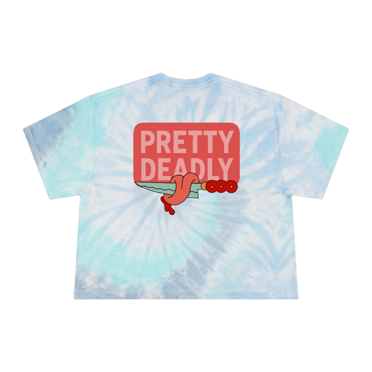 Pretty Deadly Tie-Dye Crop Tee — Women's Graphic Boxy Tee with Boxing Girl Design