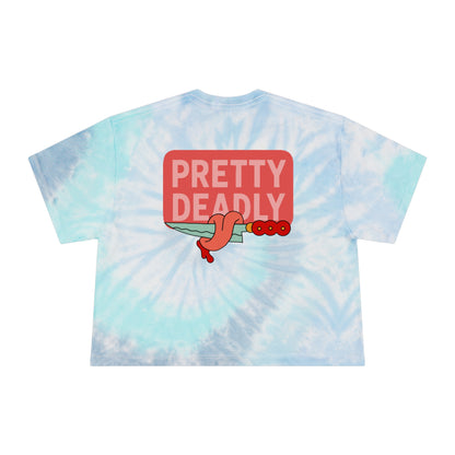 Pretty Deadly Tie-Dye Crop Tee — Women's Graphic Boxy Tee with Boxing Girl Design