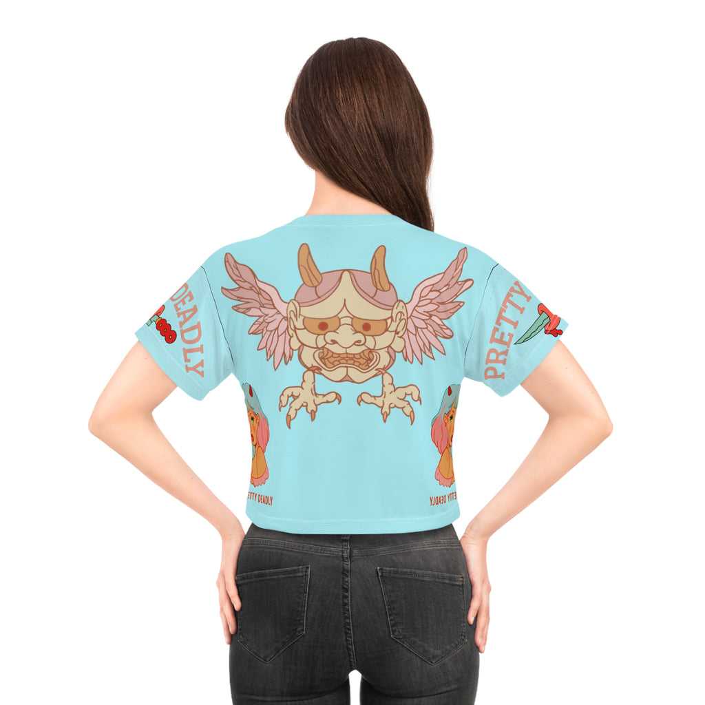 Copy of Pretty Deadly Winged Mask Crop Tee — Retro Kawaii Graphic Crop Top