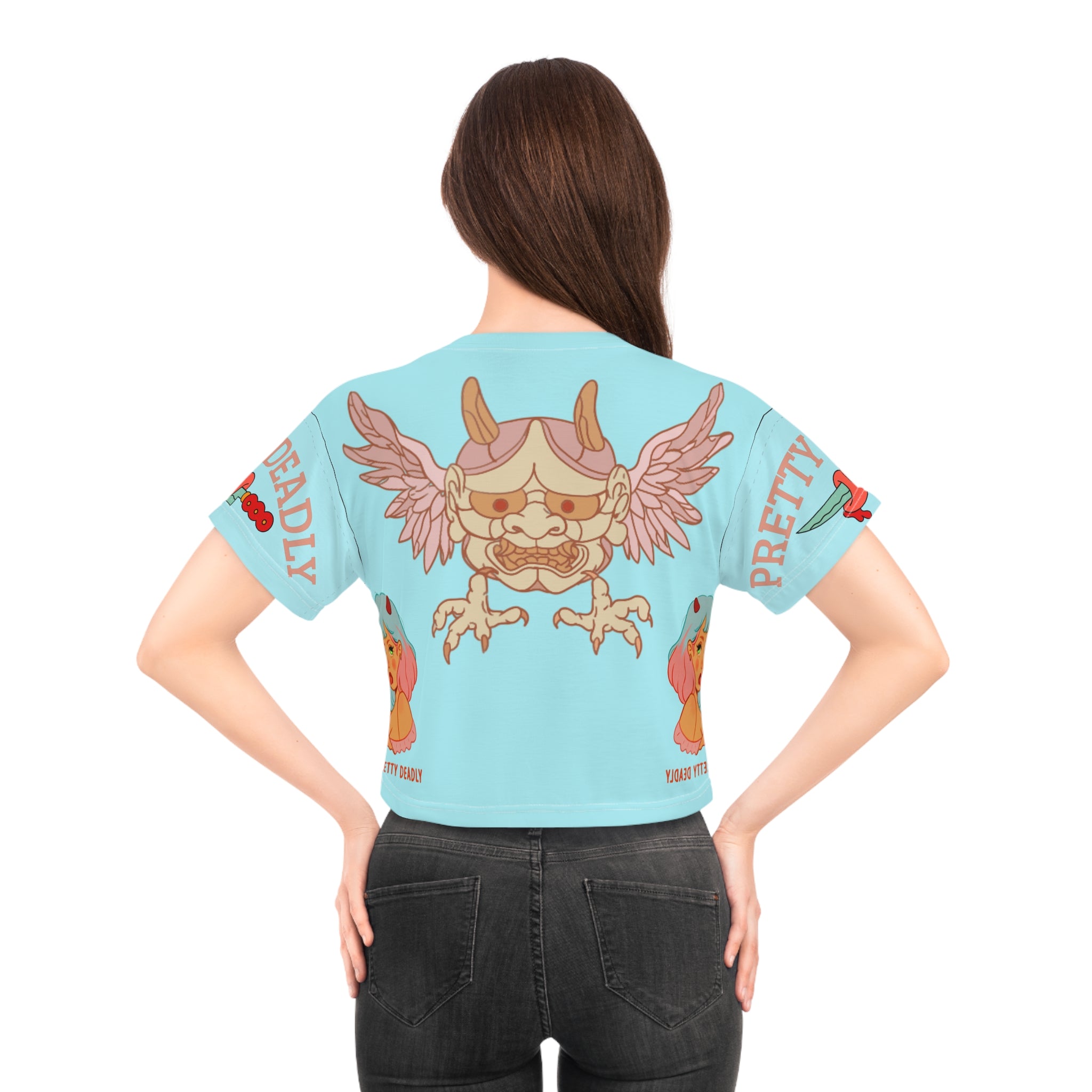 Copy of Pretty Deadly Winged Mask Crop Tee — Retro Kawaii Graphic Crop Top