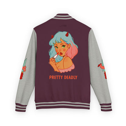 Pretty Deadly Demon Girl Letterman Jacket — Retro Anime Varsity Jacket