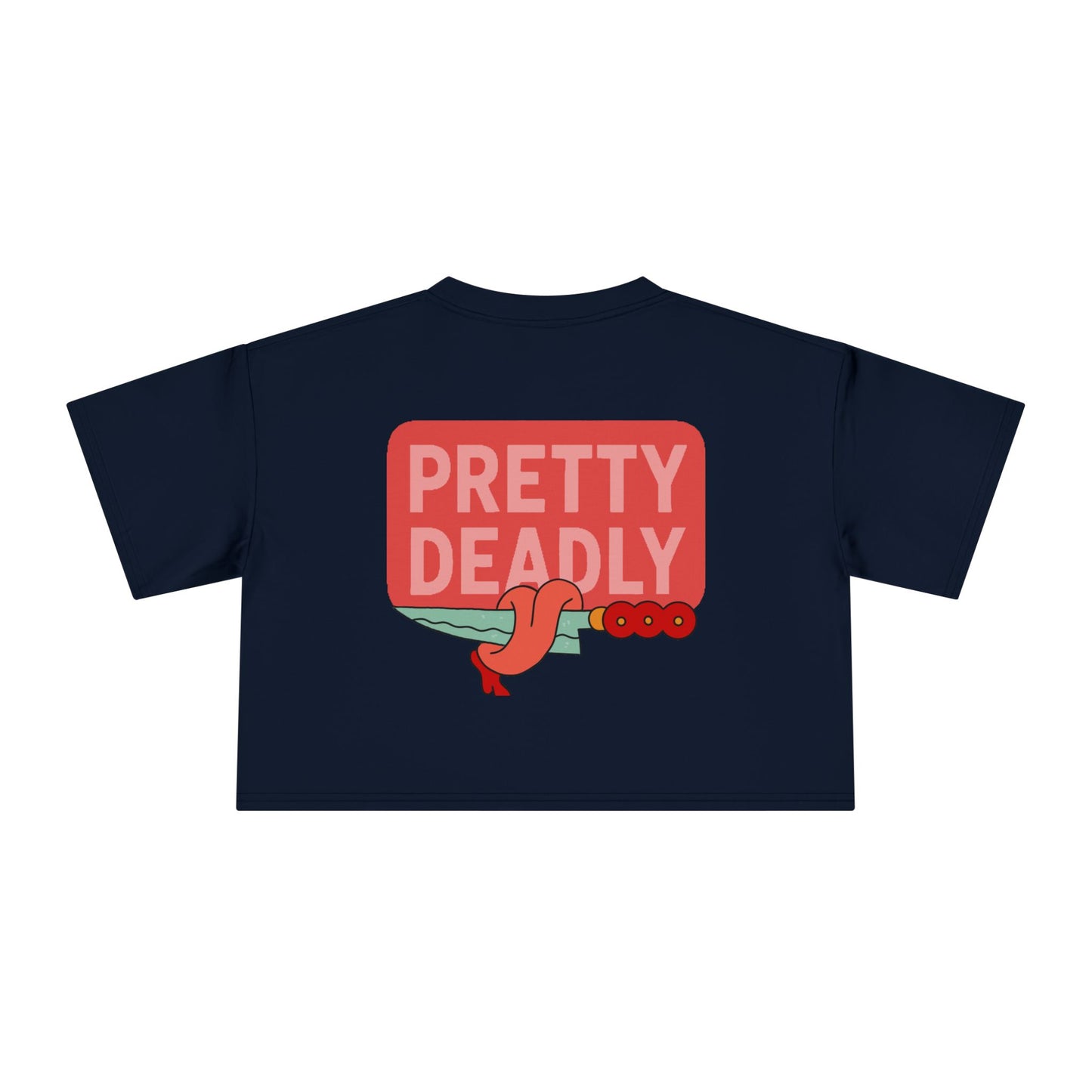 Pretty Deadly Crop Tee — Cute Pink Boxer Graphic Women's Crop Top