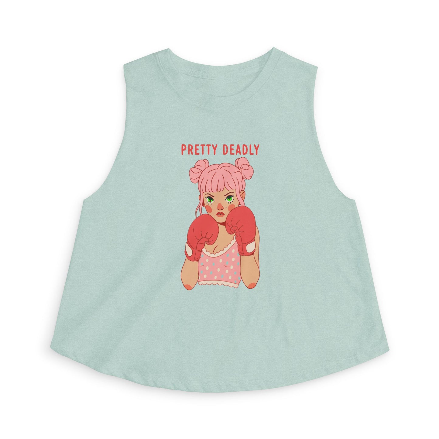 Pretty Deadly Women's Crop Top — Cute Pink Boxer Graphic Tank