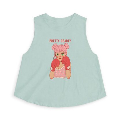 Pretty Deadly Women's Crop Top — Cute Pink Boxer Graphic Tank